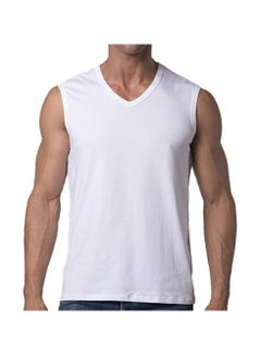 Buy Casual  V-Neck Sleeveless Undershirt Size XL - White in Saudi Arabia