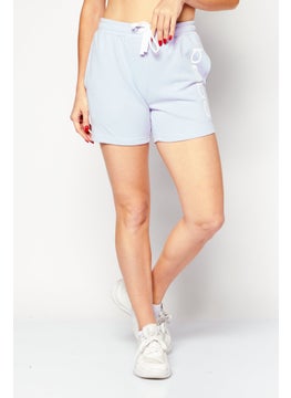 اشتري Women Oversize Fit Brand Logo Basic Shorts, Pastel Lilac في الامارات