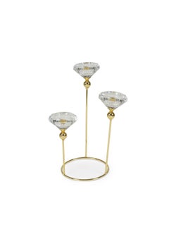 اشتري Orla Crystal and Metal Tealight Holder with 3 heads Dia12x26cm- Gold في الامارات