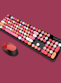 Buy 2.4G wireless keyboard and mouse color lipstick keyboard and office wireless keyboard and mouse set in Saudi Arabia