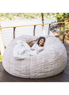 Buy Bean Bag Chair Cover(Cover Only No Filler) Oversized Soft Fluffy PV Velvet Lazy Sofa Bed Cover in UAE