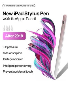 اشتري قلم شاشة لجهاز iPad مع وظيفة رفض راحة اليد، قلم نشط متوافق (2018-2023) Apple iPad Pro 11/12.9 بوصة، iPad 10/9/8/7/6th، iPad Air 5/4/3 الجيل، iPad Mini 6/ الجيل الخامس في السعودية