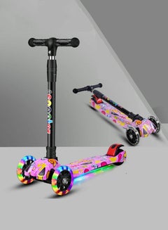 اشتري Folding 3 Wheels Kids Scooter With Fashionable Lights Height Adjustable Flexible Kick Scooter For Kids في السعودية