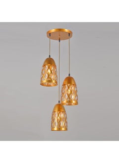 اشتري Belle Mx Eco Dining Chandelier with 3 Bulb Holders Contemporary Pendant Lamps Modern Home Ceiling Lighting For Living Room, Dining Room Gold 12x3x12cm في الامارات