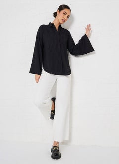 Buy Flare Sleeve Crepe Oversized Longline Shirt in Saudi Arabia