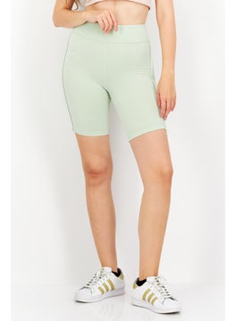 اشتري Women Brand Logo Biker Shorts, Green في الامارات