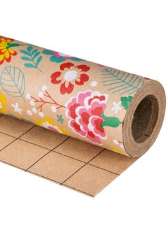 Buy Kraft Wrapping Paper Roll - Mini Roll - Carnation Design Great For Mother'S Day, Birthday, Party, Anniversary - 17 Inches X 32.8 Feet in Saudi Arabia