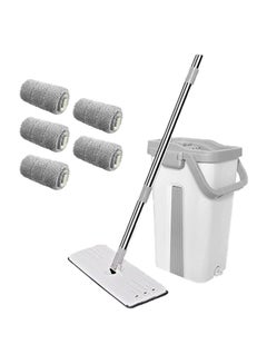 Buy Dreamons Link Microfiber Flat Mop With Bucket, Cleaning Squeeze Hand Free Floor Mop, 5 Reusable Mop Pads, Stainless Steel Handle,360° Rotating Head Squeeze Flat Mop in UAE