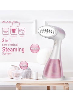 Buy Handheld Garment Steamer, Steam iron for clothes，Fast Heating Iron and Wrinkle Remover, Portable Steamer 300ML 1500W- Pink in Saudi Arabia