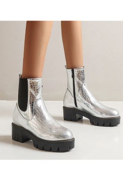 Buy Fashion Ankle Boots Silver in Saudi Arabia