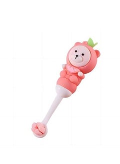 Buy New cartoon cute bear shaped children's toothbrush,Super soft and gingival protection,Deep cleaning silicone,Pink in Saudi Arabia