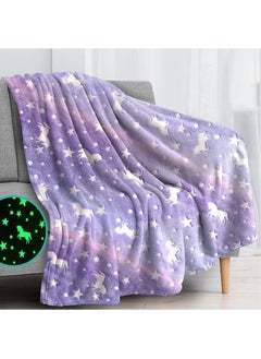 Buy Kids Glow in The Dark Blanket Soft Throw All Seasons for Couch Sofa Bed 150 x 120cm in UAE