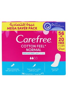 Buy Carefree Cotton Feel Daily Feminine Liners, Unscented - 76 Pieces in Saudi Arabia