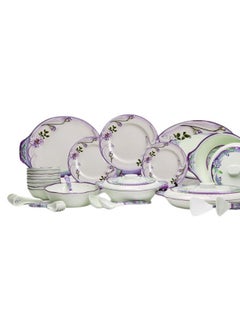 Buy DMW Arkon Blooming Design #2: High-Quality Melamine Dinner Set for 8 Persons Dishwasher & Microwave Safe, Lightweight & Indestructible 101 Pcs, Dove Melamineware in UAE