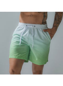 اشتري Mens Gradient Print Sports Shorts Oversized Swim Trunks Gradient Green في الامارات