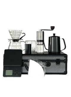 اشتري V60 Set of 9 Pour Over Hand Drip Coffee Maker Set Manual Brew Coffee Set With Portable Aluminium Alloy Travel Case في الامارات
