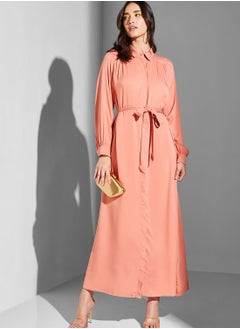 Buy Plisse Puff Sleeve Dress in UAE