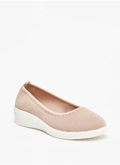 Buy Women Textured Slip-On Shoes with Wedge Heel in UAE