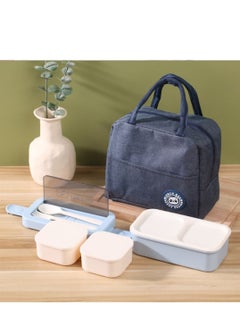 Buy 3 Compartment Bento Lunch Box For Adults And Kids With Lunch Bag Spoon and Fork in UAE
