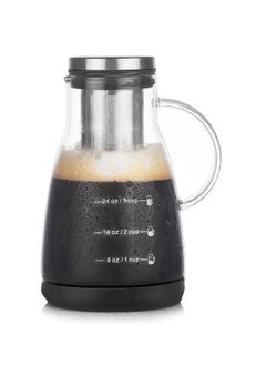 اشتري Glass Cold Brew Coffee Maker Pot Jar with Tick Marks Stainless Steel Filter Ice Brewed Coffee Tea Infuser Pot Cold Kettle 960mL في السعودية