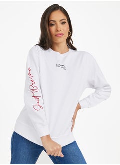 Buy Regular Fit Slogan Print Sweatshirt in Saudi Arabia