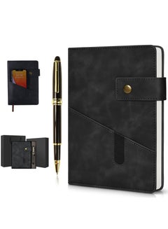 Buy Black A5 Lined Leather Journal Notebook,Personalized Hardcover Journal Set with Pen & Gift Box,200 Pages 100 gsm Thick Ruled Paper Daily Diary for Men Women School,Travel,Business,Work,Home Writing in Saudi Arabia