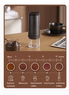 اشتري Portable Electric Coffee Grinder One Touch Operation for Coffe0e Spices Dry Herbs for V60 Filter Cup Mocha Espresso French Press Turkish Coffee Black في الامارات