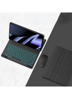 اشتري Backlit Keyboard Case Compatible with Lenovo Tab M9 Case 9 inch Released 2023, Detachable Wireless Keyboard Slim Leather Smart Cover with Mouse (Black W Backlit) في السعودية