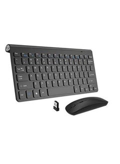 Buy Portable Wireless Keyboard With Mouse Set English Silver in UAE