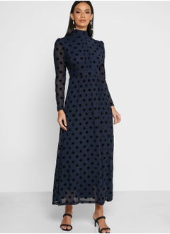 Buy Puff Sleeve Polka Dress in Saudi Arabia