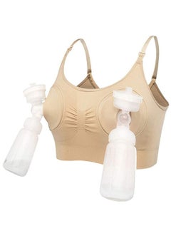 Buy Breast-Pumps Holding Nursing Bra,Hands Free Pumping Bra,Suitable for Breastfeeding-Pumps Beige（Large） in UAE