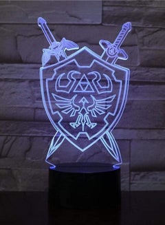 Buy The Legend of Zelda Lamp 3D LED Multicolor Night Light Illusion USB Touch & Remote Control 16 Colors Home Decor for Kids New Year Gift Game Zelda Link's Sword and Shield Sign lamp in UAE