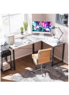 Buy L-shaped gaming desk with rounded corner and removable shelf for home, officeandworkstation in Saudi Arabia