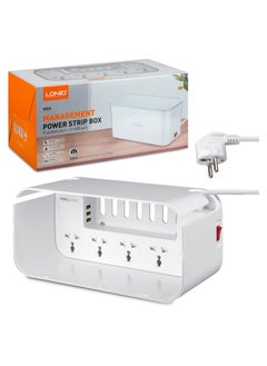 Buy SE5334 High Quality Management Power Strip Box With 5 Socket Port & 3 USB Port 2M Power Cable - White in Egypt