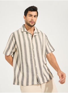 Buy Yarn Dyed Stripe Resort Collar Relaxed Shirt in Saudi Arabia