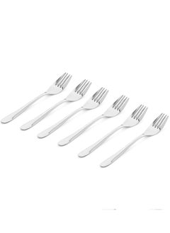 Buy Silvanna 6-Piece Cake Fork Set, Silver - 15 cm in UAE