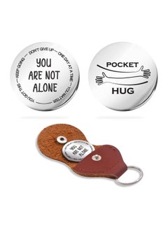 اشتري Inspirational Pocket Hug Token Gift Long Distance Relationship Keepsake Stainless Steel Double Sided Pocket Hug Token Gift with PU Leather Keychain for Friend Boyfriend Girlfriend Daughter Son في الامارات