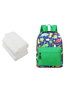 اشتري Back To School Combo Pack Kids School Bag With Disposable Towel Pack Of 3   Green Print في الامارات