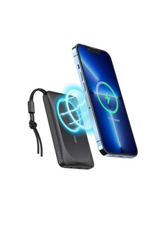 Buy Magnetic Power Bank 10000mAh Wireless Charger 15W for iPhone, Black in Saudi Arabia