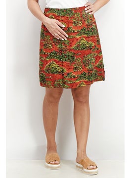 Buy Women Allover Print Mini Skirt, Rosewood in Saudi Arabia