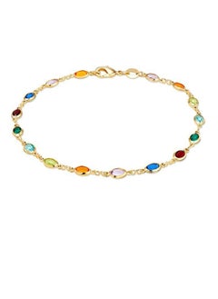 Buy Gold Plated Gold and Multi Color Crystal Baguette Anklet Gold Plated Brass Anklet Bracelet For Women in Saudi Arabia