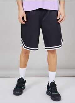 Buy Basketball Woven Shorts with Tape Hem Detail & Drawstring in Saudi Arabia