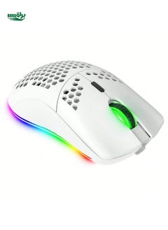 اشتري الهجوم على Shark Attack Shark RGB Mouse Wireless Gaming Mouse ، قذيفة قرص العسل الخفيفة للغاية ، شحن لاسلكي 2.4 جرام ، إضاءة RGB الطيف الخلفي ، 7 أزرار ، 3200 دبي ، التصميم المريح للكمبيوتر الشخصي و PS4 ، عمر البطارية الطويل في السعودية