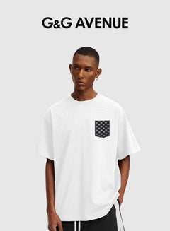 Buy Heavy cotton fabric Unisex Summer Cotton High Quality Round Neck T-shirt Oversized Fashion Left Chest Logo Top T-shirt in UAE