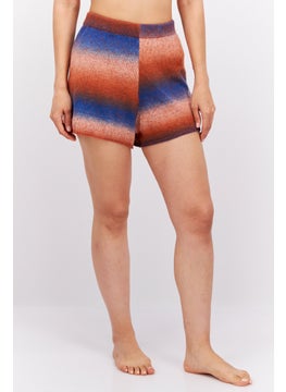 Buy Women Knitted Ombre Beach Short, Burnt Orange/Blue in UAE