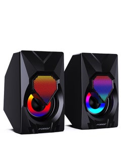 Buy FV-209 RGB Multimedia Speaker 2.0 Channel ,3W*2 Mini Wired Stereo Sound ,For PC / Laptop / Mobile | Black in Egypt