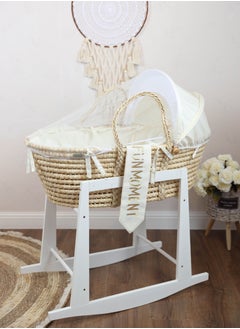 Buy Baby cradle Moses basket for babies with mosquito net with white vibrator holder in Saudi Arabia