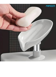 Buy Bath Soap Leaf-Shape Self Draining Soap Holder, Perforation-Free Vertical Drain Bathroom Soap Holder Box Vertical Oval Soap Tray Rack, With Diversion Nozzle Design for Public Restroom Home Bathroom. in UAE