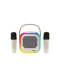 Buy Duet Echo Karaoke Speaker and Microphone / RGB Light / SD Card Support / Type-C Charging / Considerable Battery Capacity / Long Range Bluetooth Distance / V5.3 Bluetooth / High Working Time - Beige in UAE