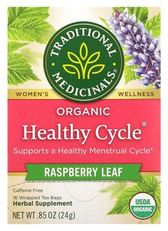 Buy Organic Healthy Cycle Raspberry Leaf Caffeine Free 16 Wrapped Tea Bags 0.85 oz (24 g) in UAE